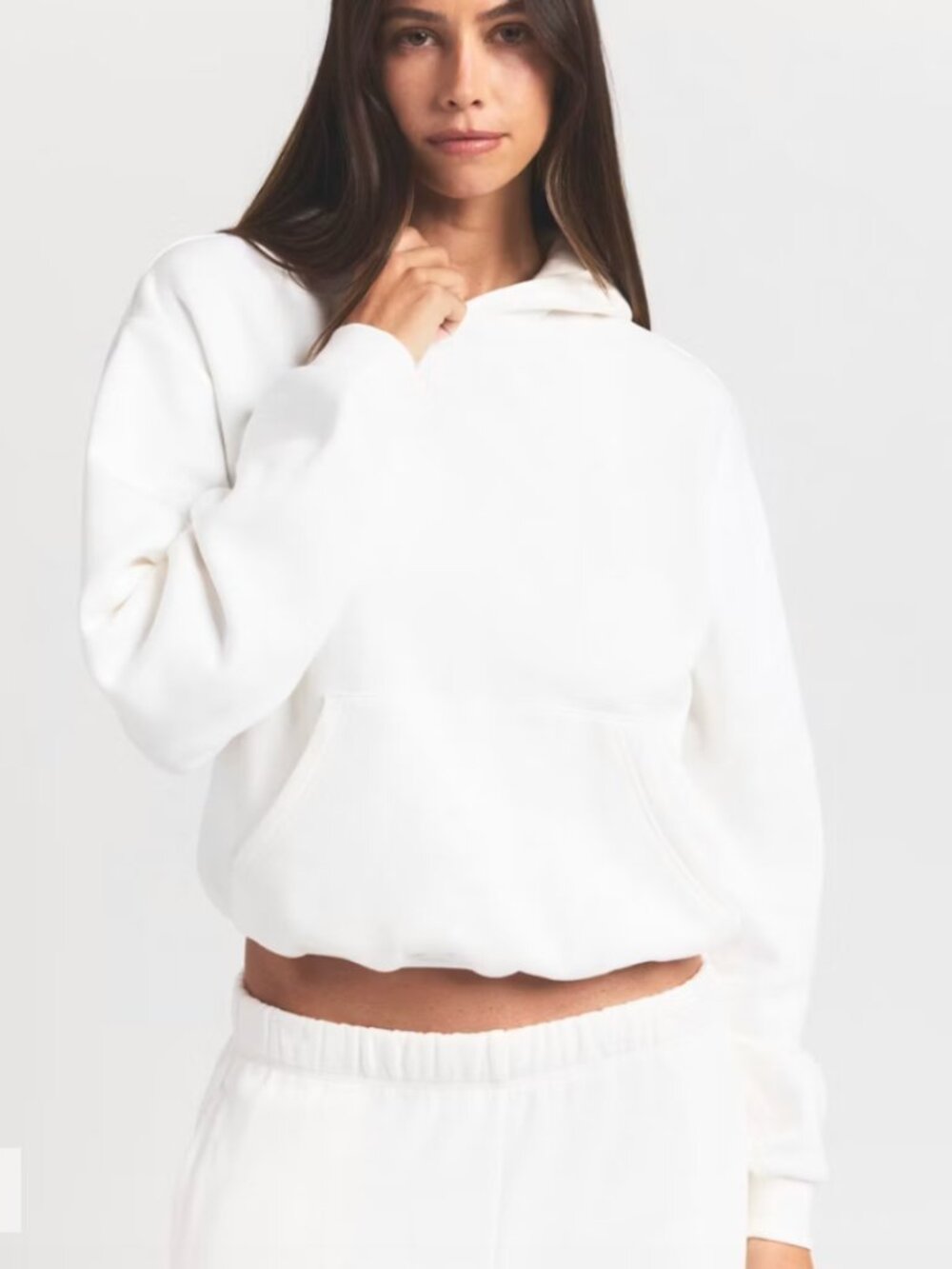 NEW SKIMS Cotton Fleece Classic Pullover Hoodie Marble White XS NWT *FLAW